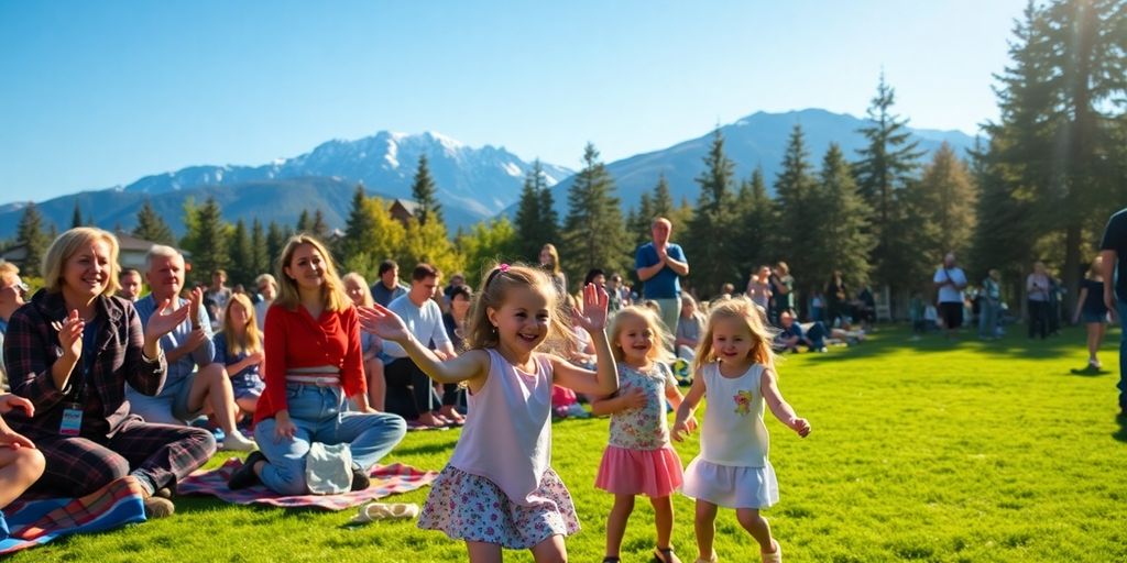 People enjoy free outdoor concert in Anchorage park.