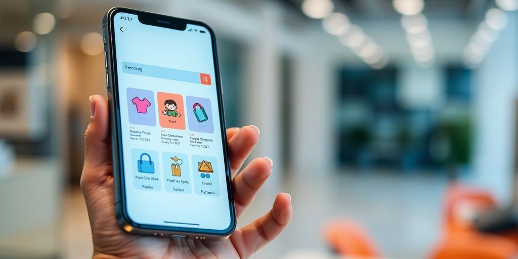Smartphone displaying e-commerce app interface