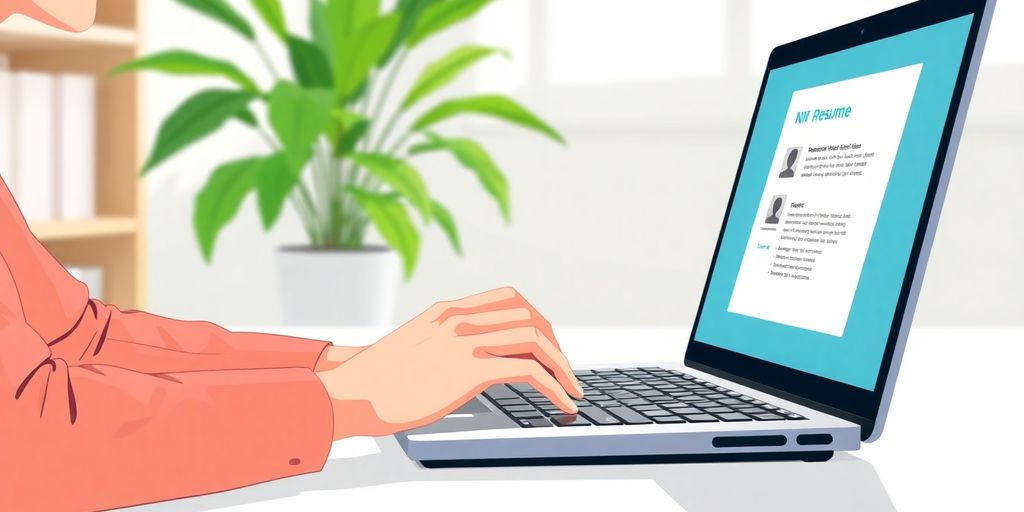 Illustrative image of a person creating a resume.