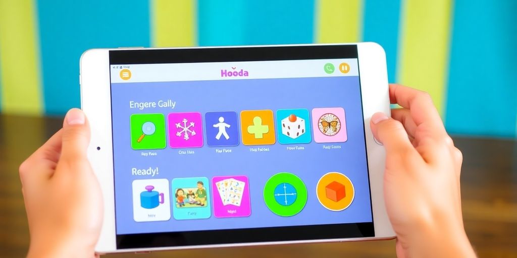 Colorful Hooda Math app interface with game icons.