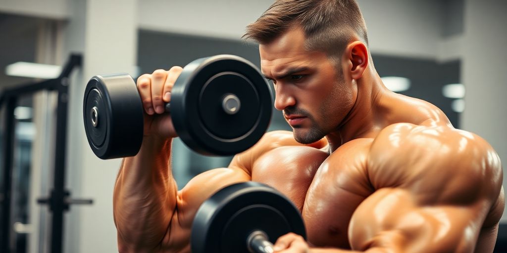 Man lifting weights in a gym.