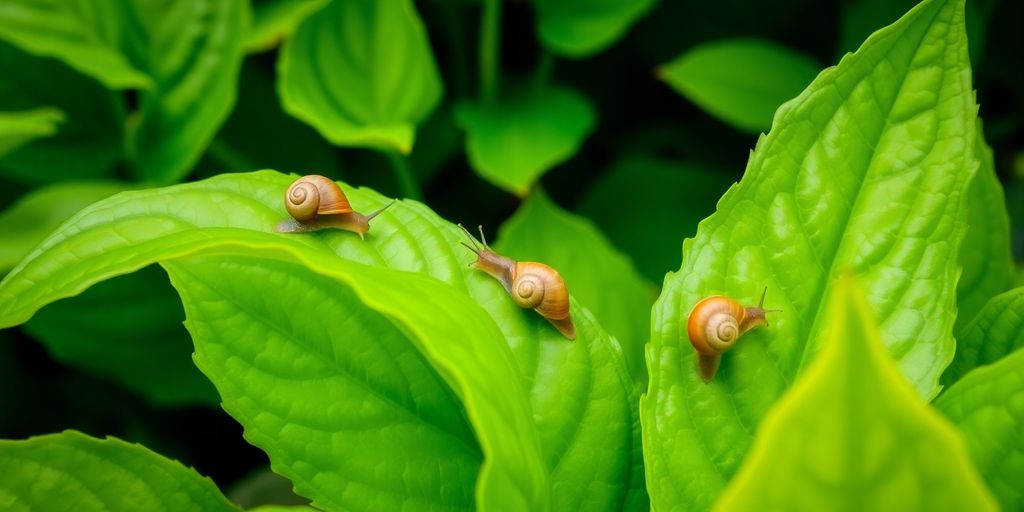 Schnecken auf Pflanzen im Garten