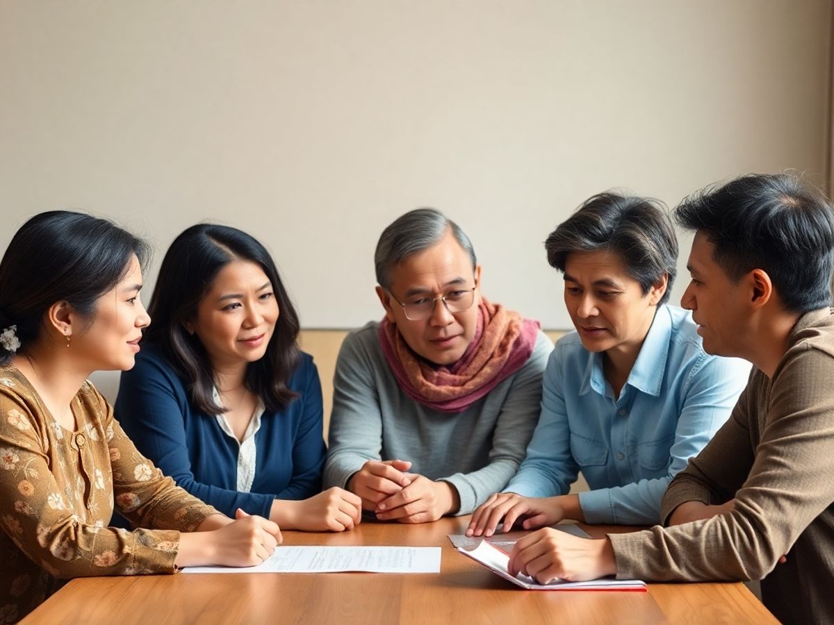 Familie discutând despre drepturile și obligațiile lor.