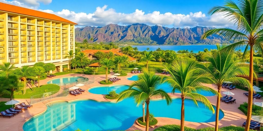 Stunning view of Hilton Waikoloa Village in Hawaii.