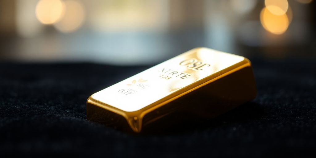 Lingot d'or sur un fond sombre et élégant.
