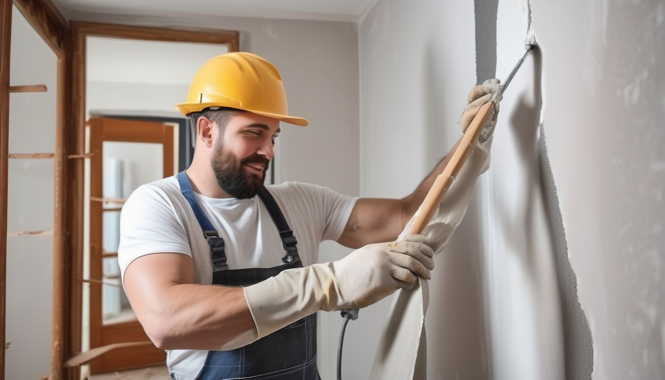 professional plasterer working on a home renovation