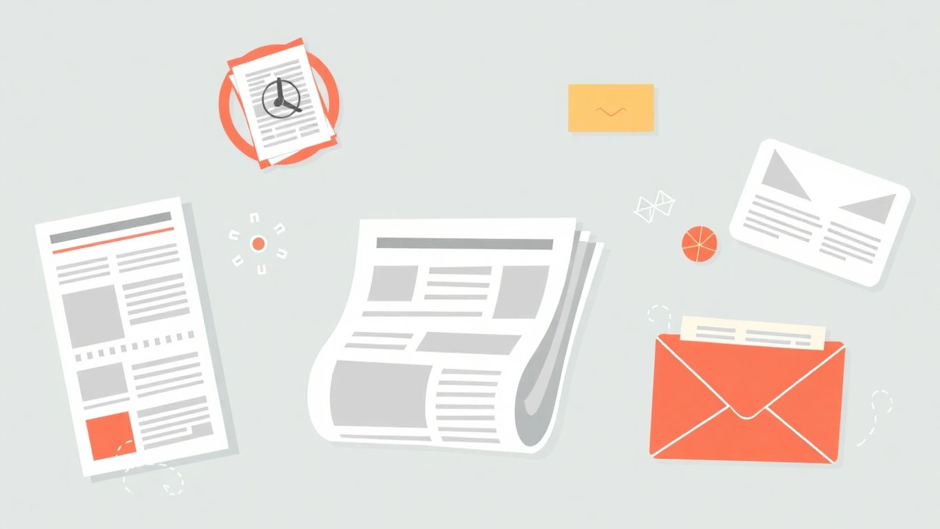 Tradisjonell markedsføring med vintage annonser og aviser.