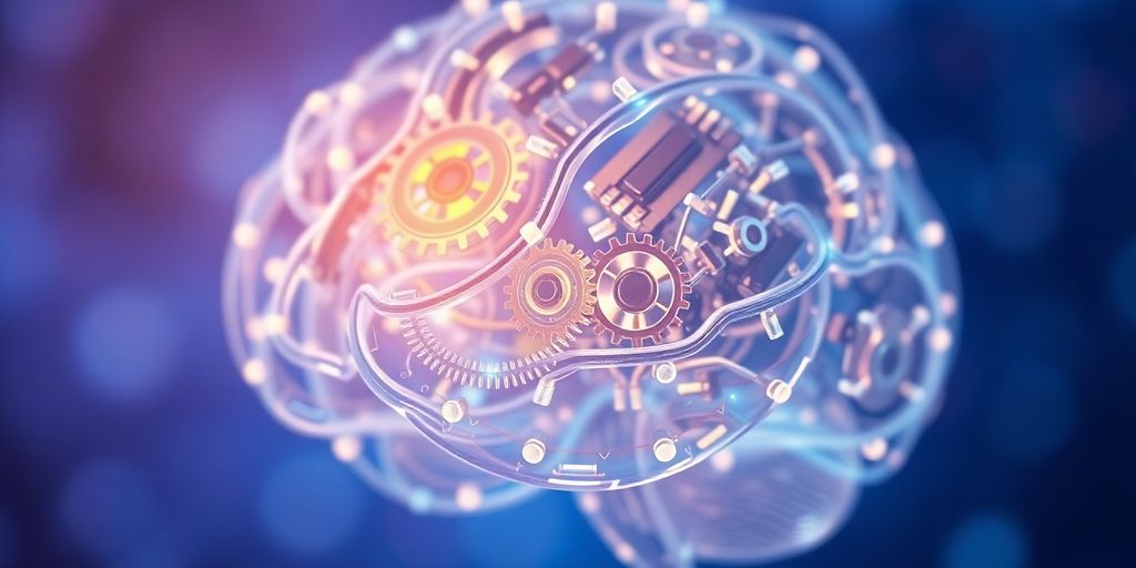 Gears turning inside a computer brain