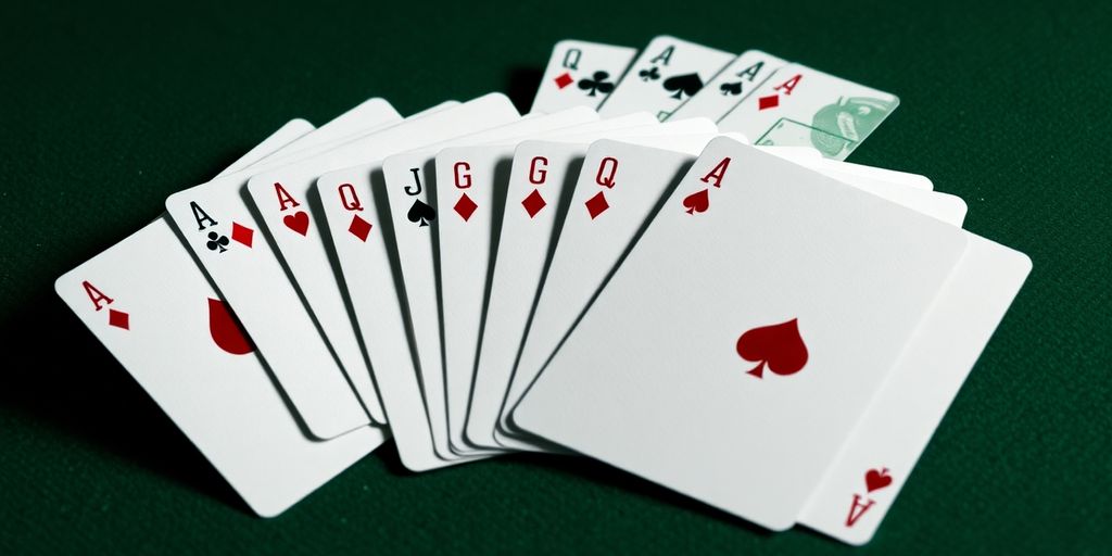 Poker cards laid out on a felt table.