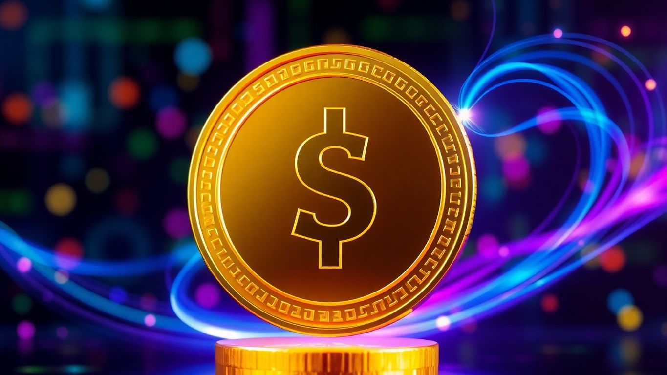 Solana crypto coin soaring upwards.