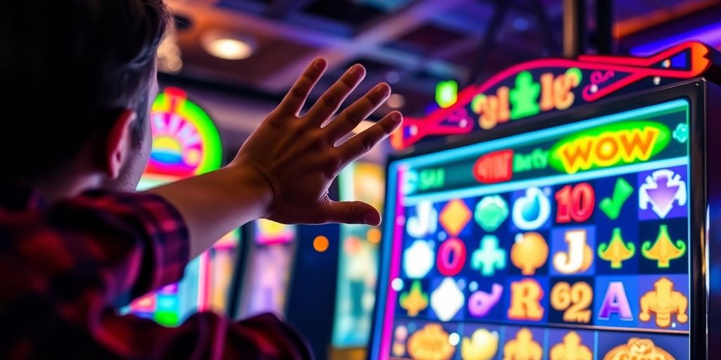Person embarking on a slot machine adventure.