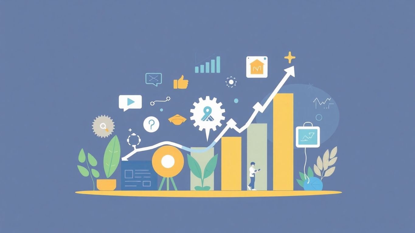 Teknologiske trender i næringslivet med moderne illustrasjoner.