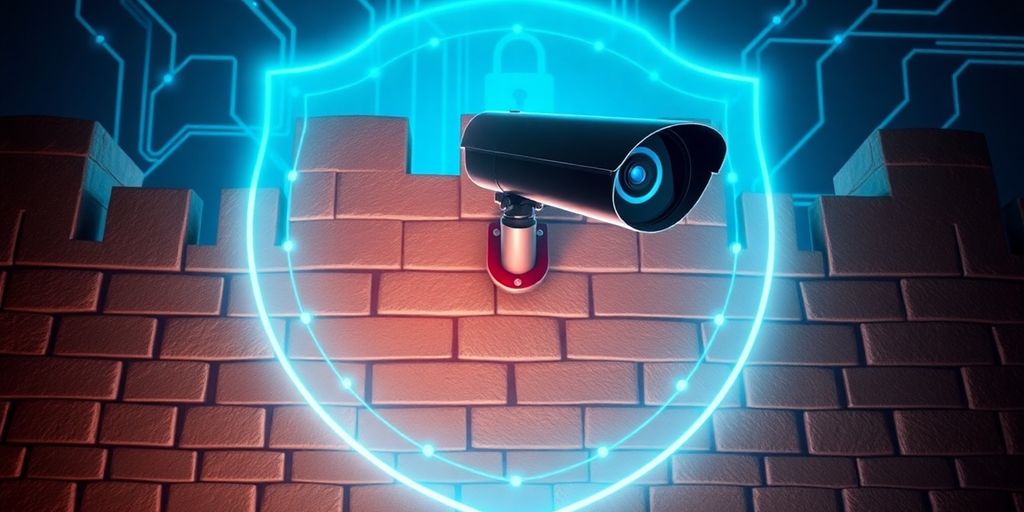 CCTV camera within a secure digital fortress.