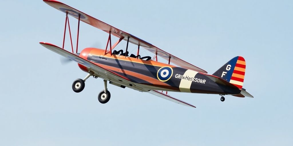 Vintage aircraft performing aerobatics over a field.