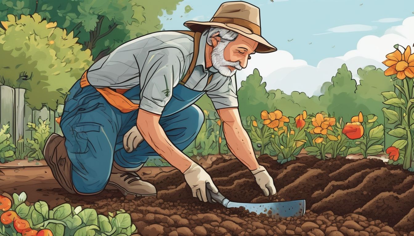 gardener checking soil