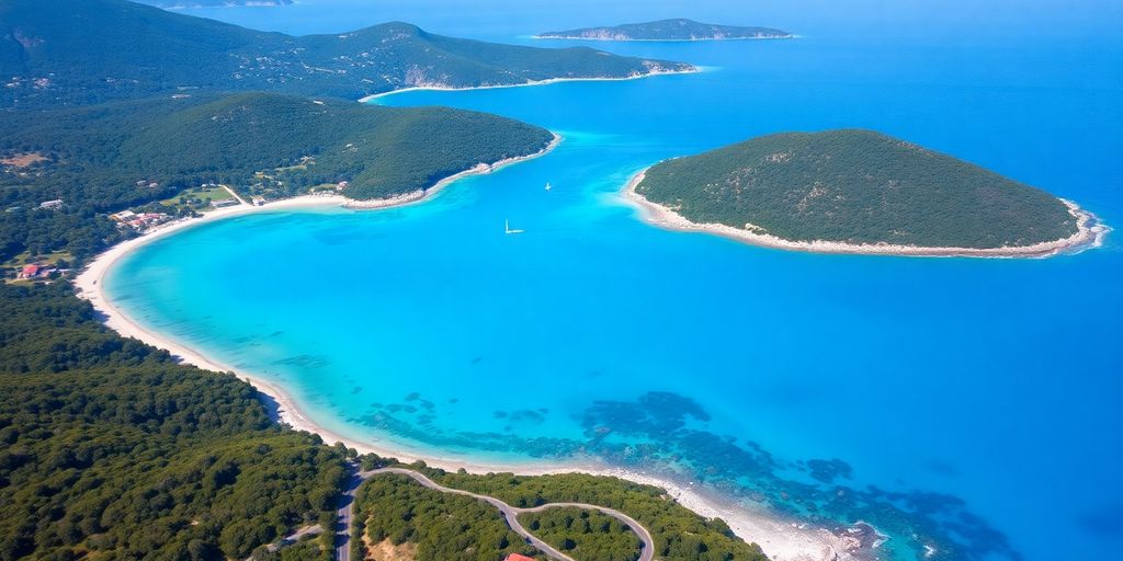 Vue aérienne des magnifiques îles ioniennes en Grèce.