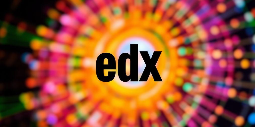edX logo with abstract neural network background.
