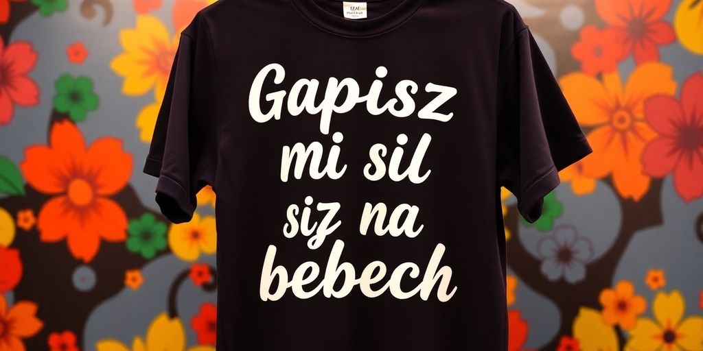 Kolorowa koszulka z napisem Gapisz mi się na bebech.