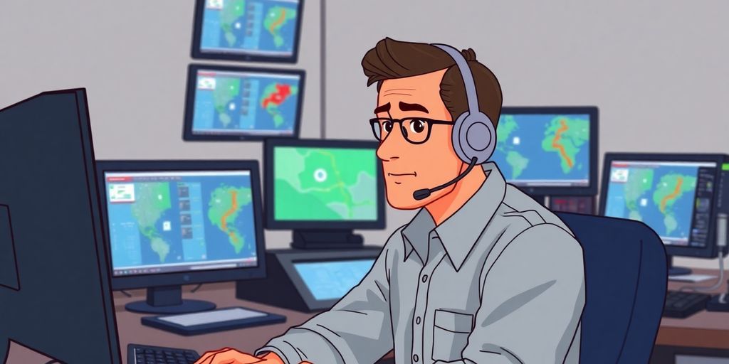 Medical dispatcher at work, illustrative image.