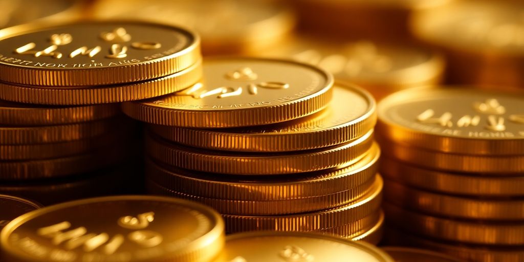 Pièces d'or empilées, brillantes et attrayantes.