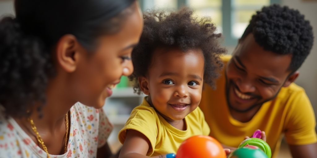 Retrato de uma família brasileira com a criança mais nova.
