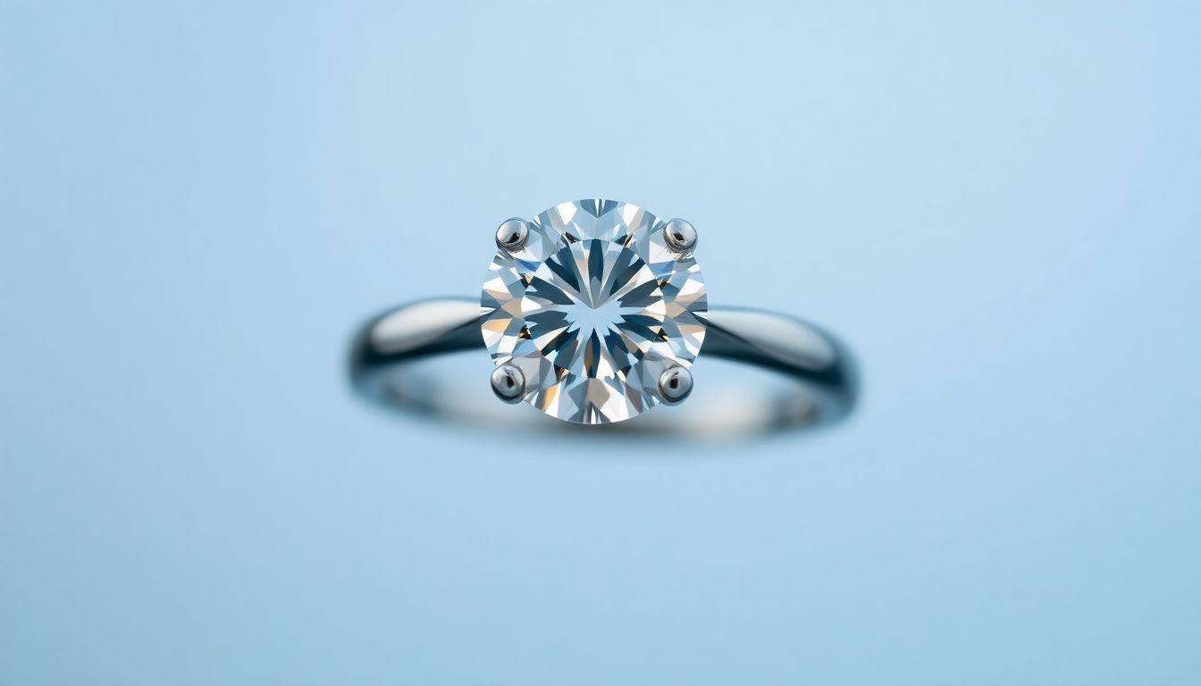 Engagement ring with a sparkling diamond.