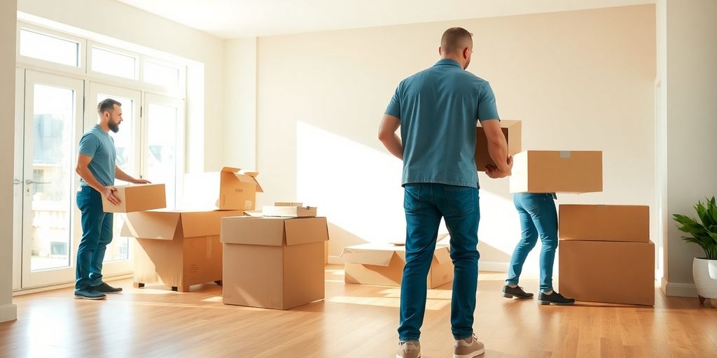 Travailleurs professionnels vidant une maison