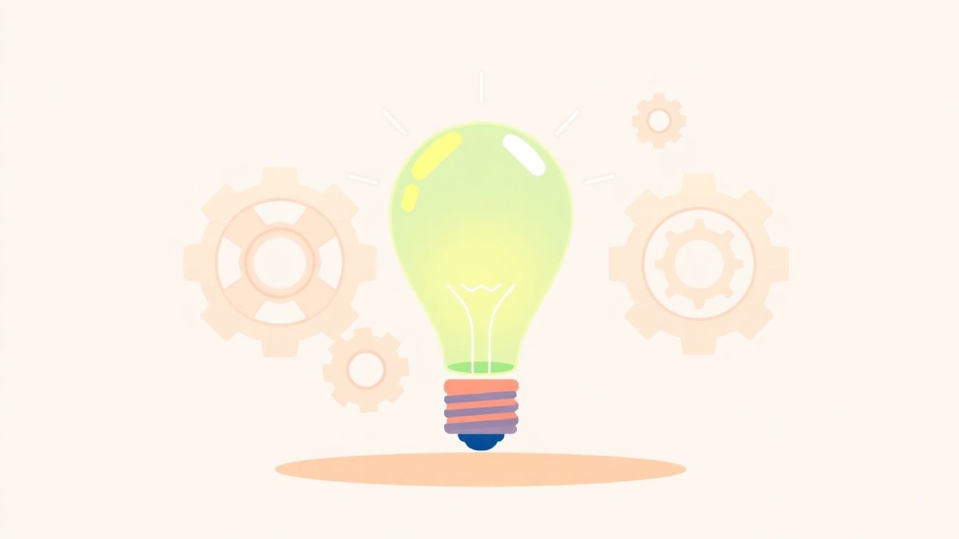 Illustrasjon av lyspære og gir for forretningsideer