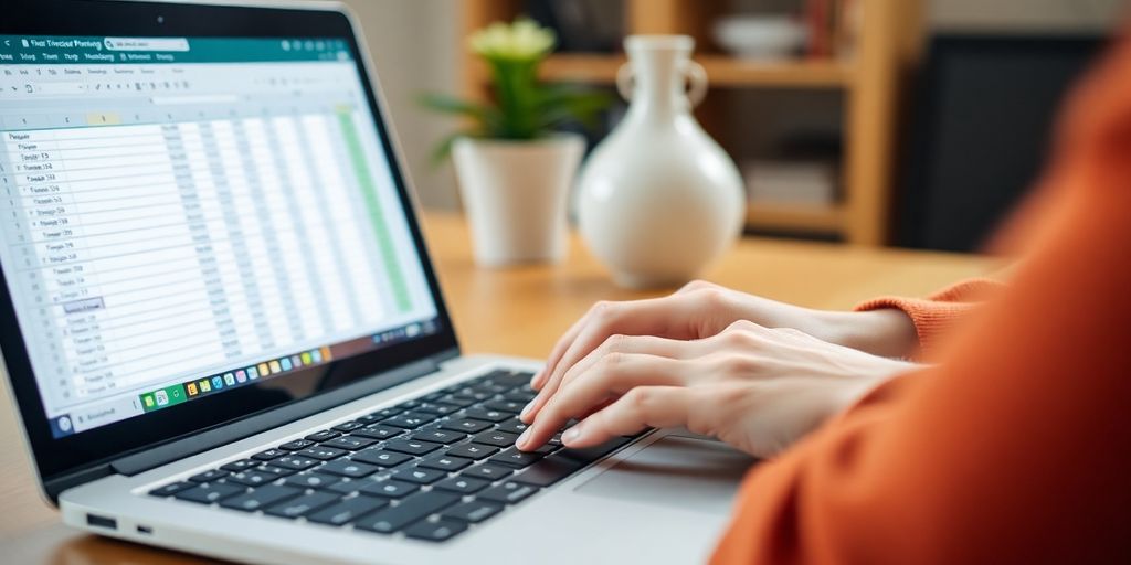 Person calculating retirement savings on a laptop.