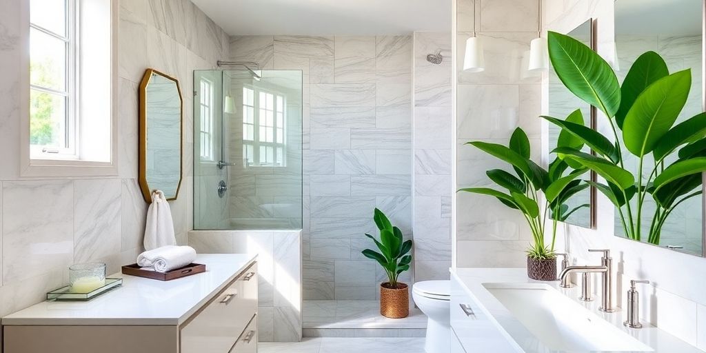 Modern Miami bathroom with stylish fixtures and natural light.