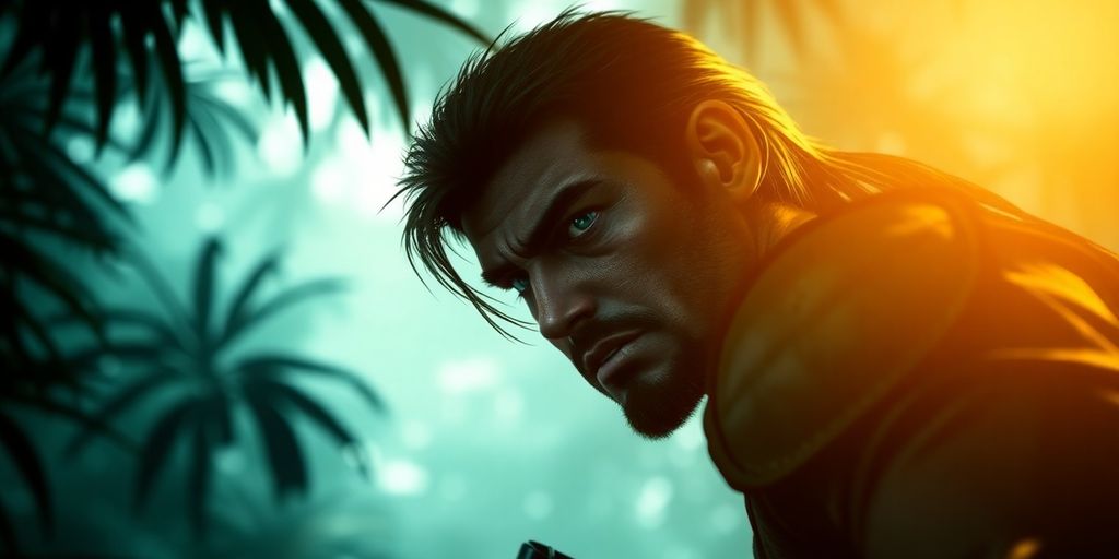 Logótipo de Snake Eater com fundos tipo selva