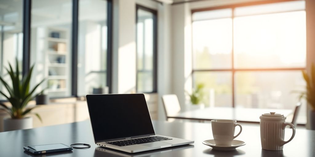 Modern office with communication tools for tenants.