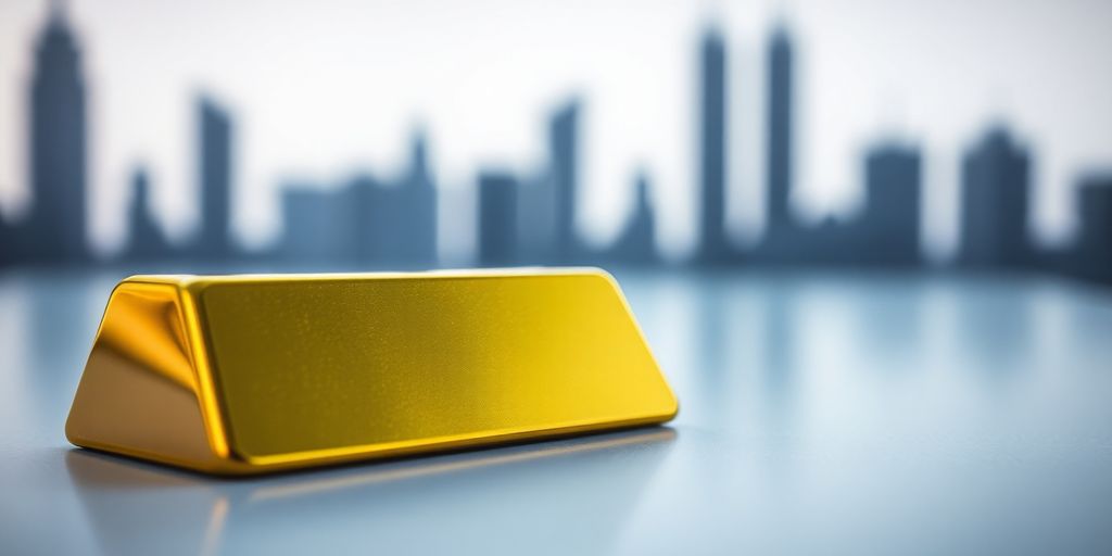 Un lingot d'or sur une surface lisse.