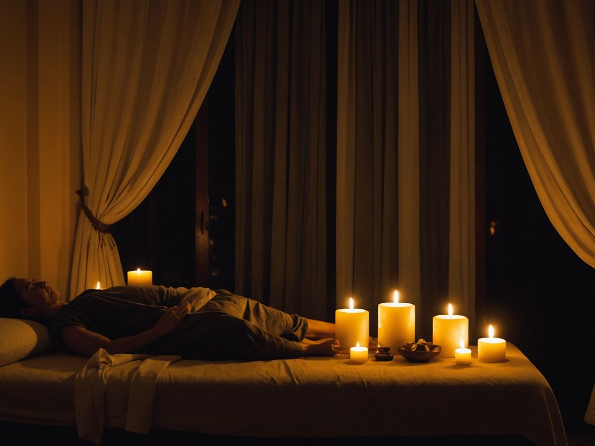 Serene room with cushions and candles