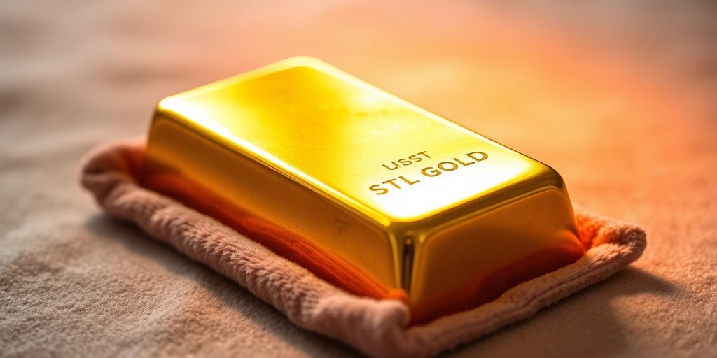 Lingot d'or sur un tissu en velours