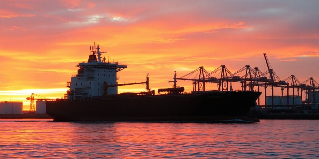 Crude oil tankers in Rotterdam port.