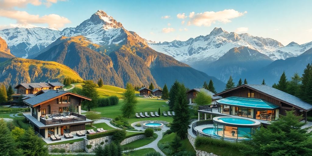 Luxurious wellness retreat in the stunning Swiss Alps.