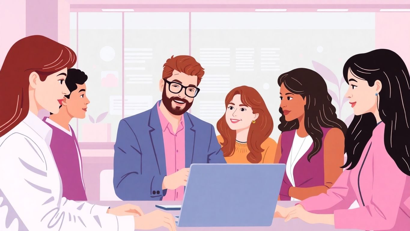 Digital forretningsutvikler i samarbeid med et team.