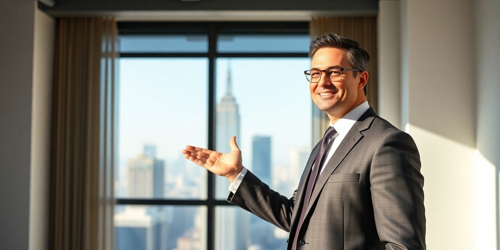 Professional banker in modern office