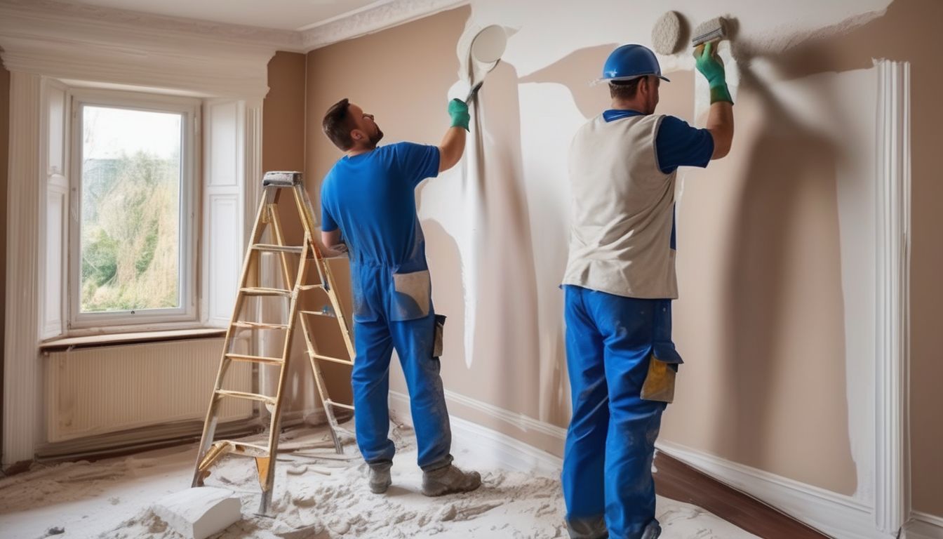 professional plasterer working on a wall in a beautifully decorated home