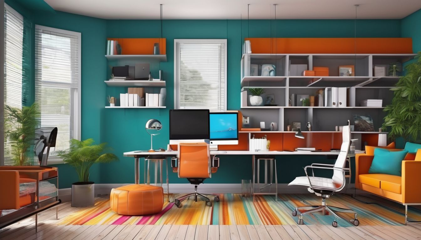 modern office and home interior with vibrant colors