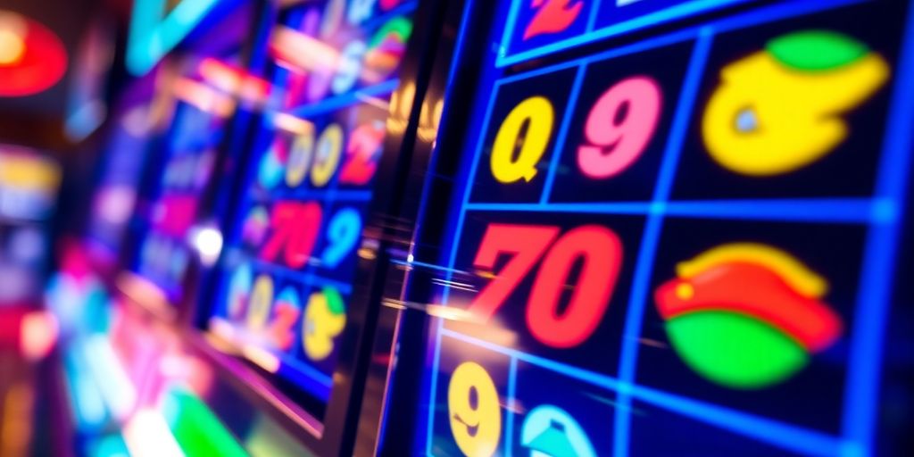 Slots machine reels spinning fast.
