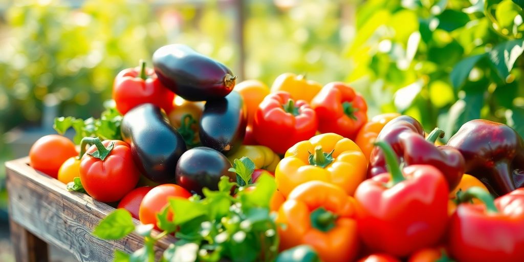 Reife Spätsommergemüse im Garten.
