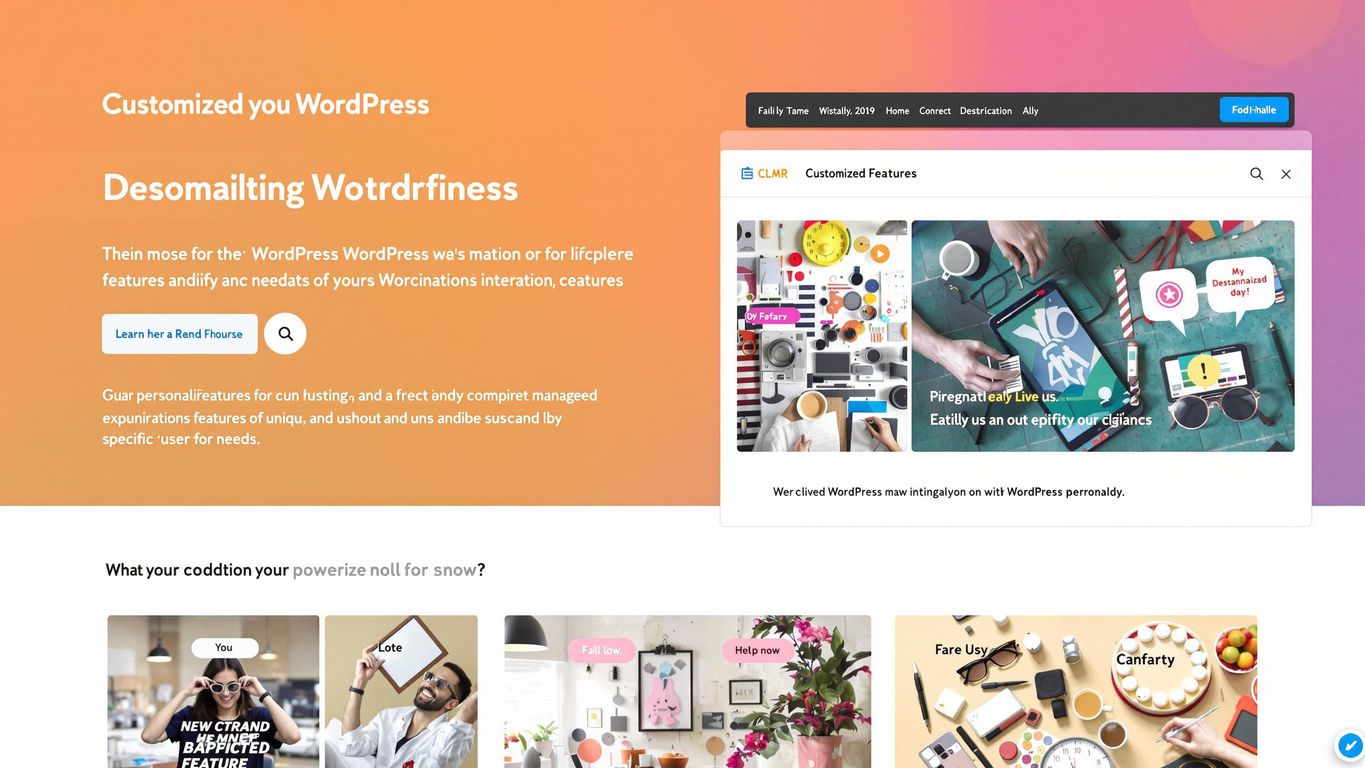 Tilpasset WordPress-grensesnitt med unike designfunksjoner.