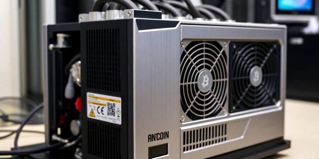 Antminer T21 Bitcoin mining machine.