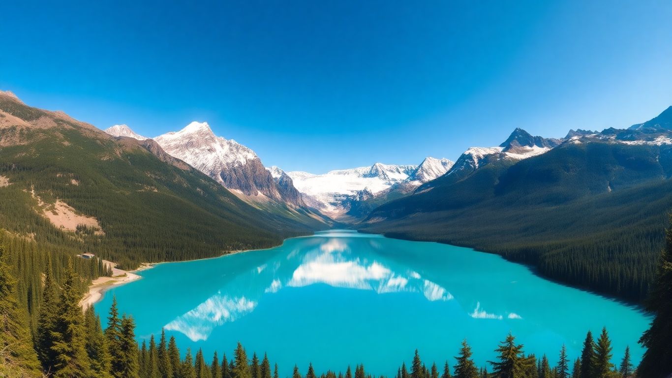 Canadian mountains and lake landscape