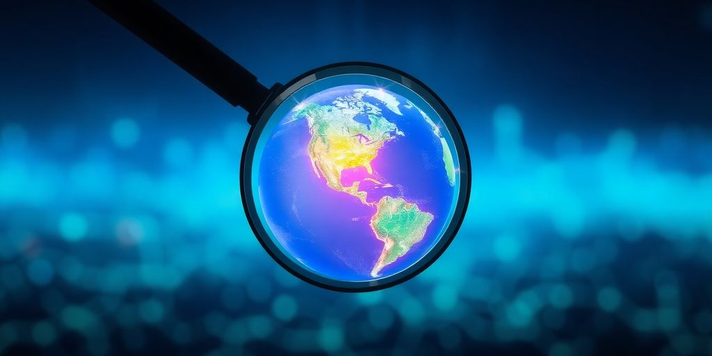 Magnifying glass over a globe
