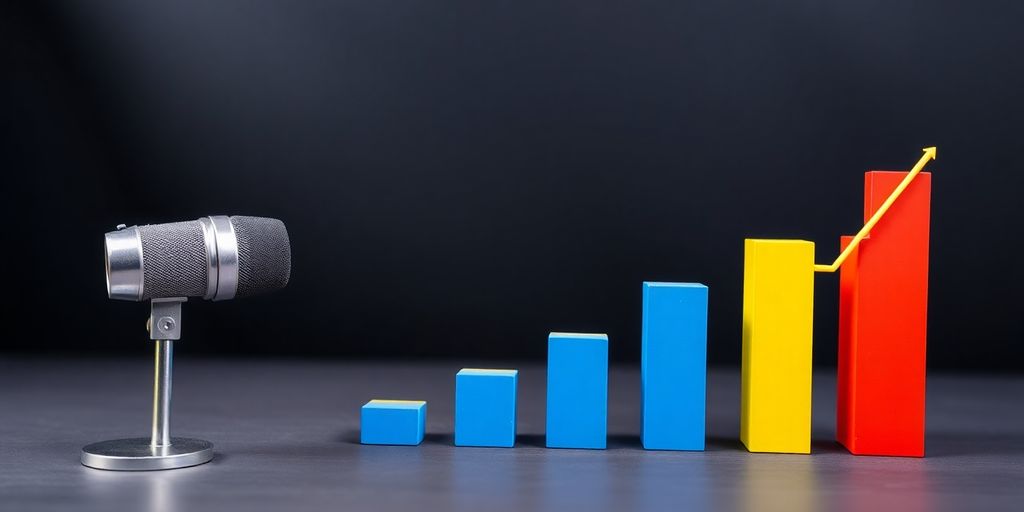 Podcast growth chart with upward trend.