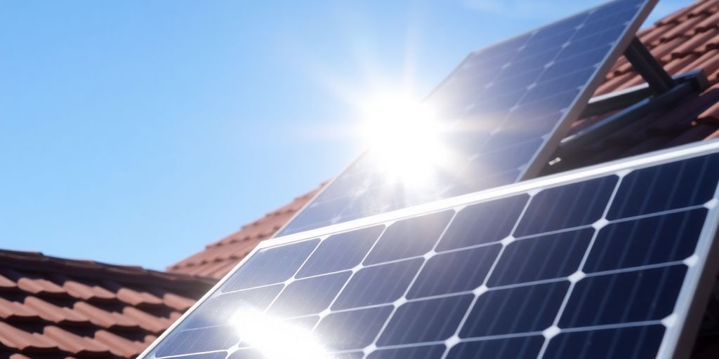 Solar panels on a house roof