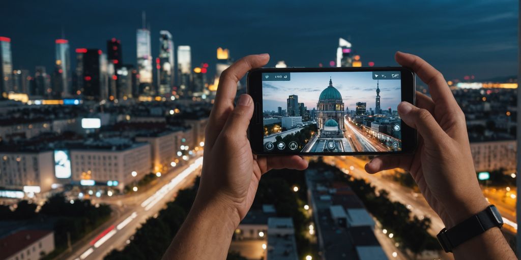Smartphone showing live CCTV footage